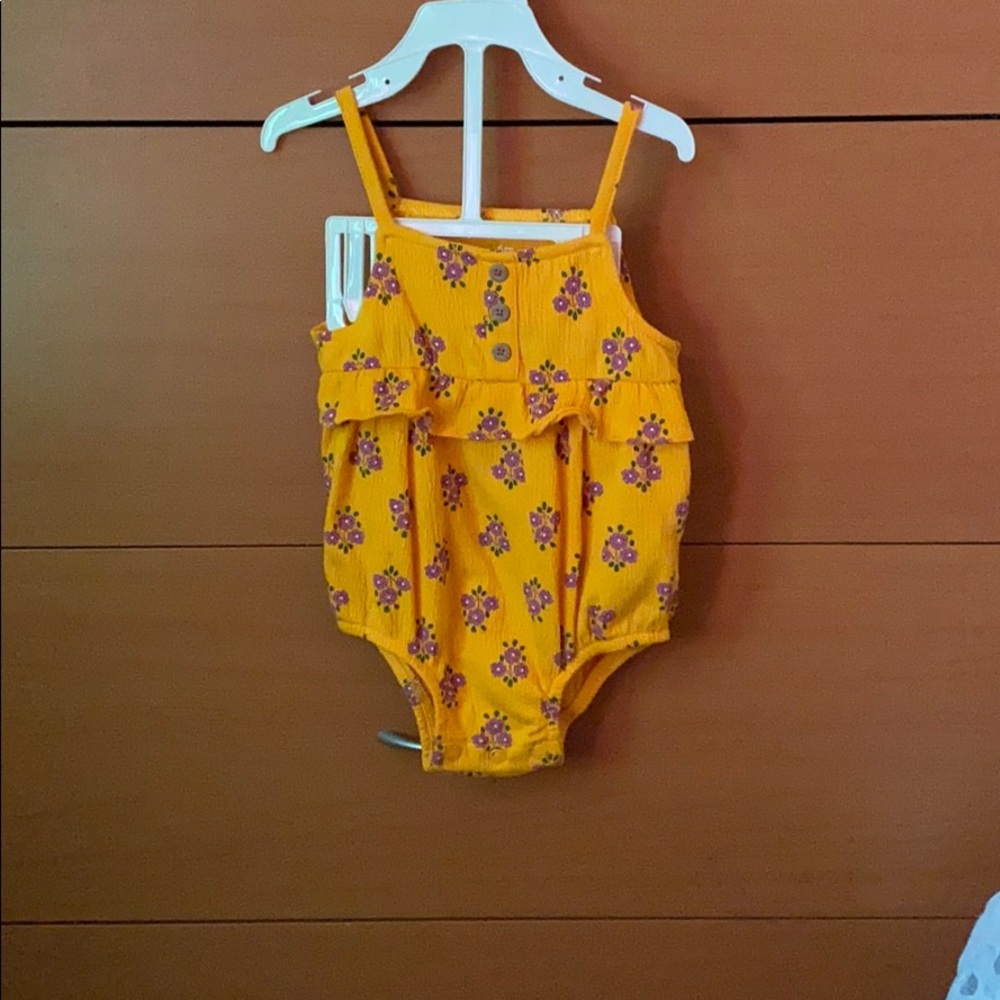 Baby Girl Mustard Floral Romper